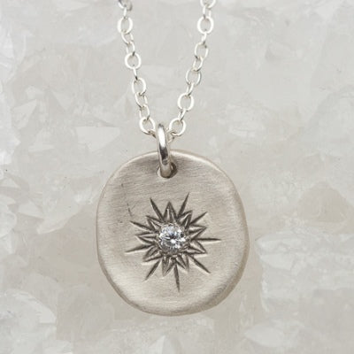 Sunburst Diamond Necklace (Sterling Silver)
