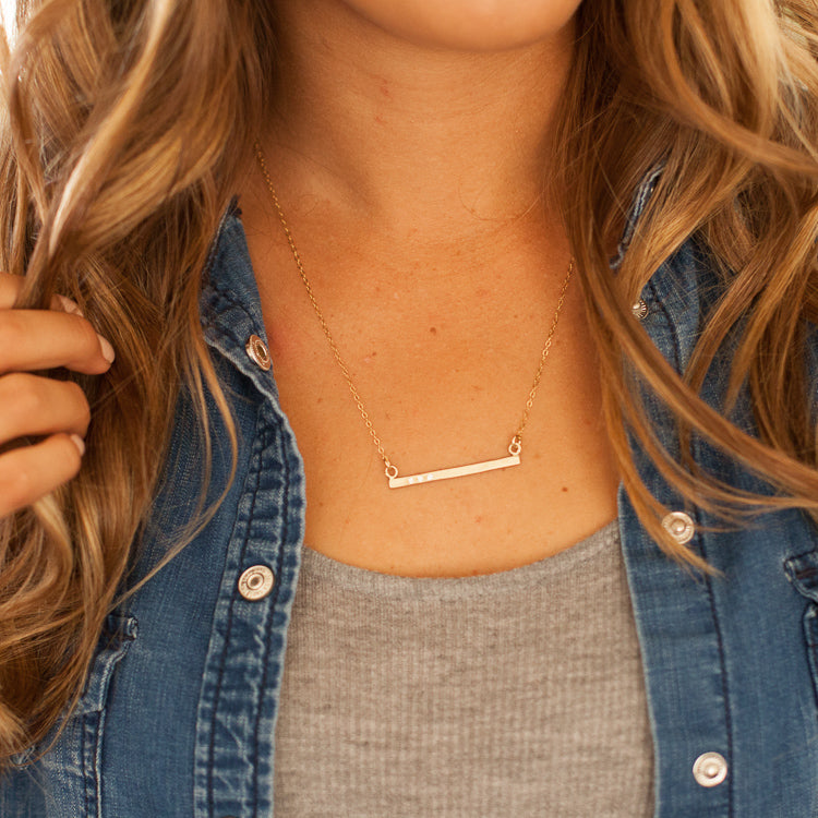 Cross Bar Necklace (Yellow Gold Plated)