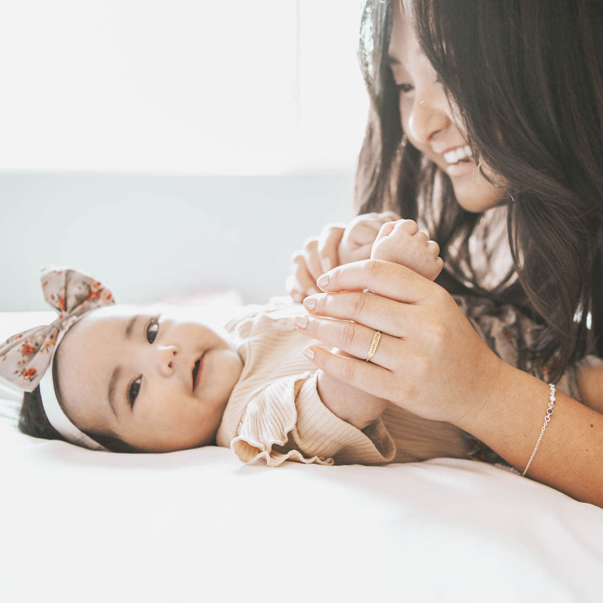 holding her baby
