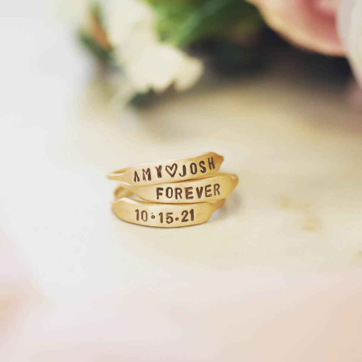 Nameplate Stacking Ring (14K Solid Gold)
