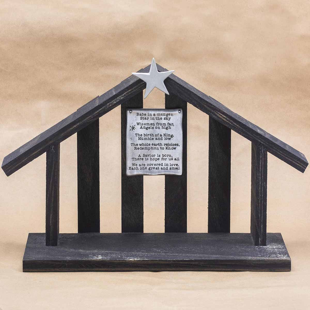 Nativity Wood Stable (Pewter)
