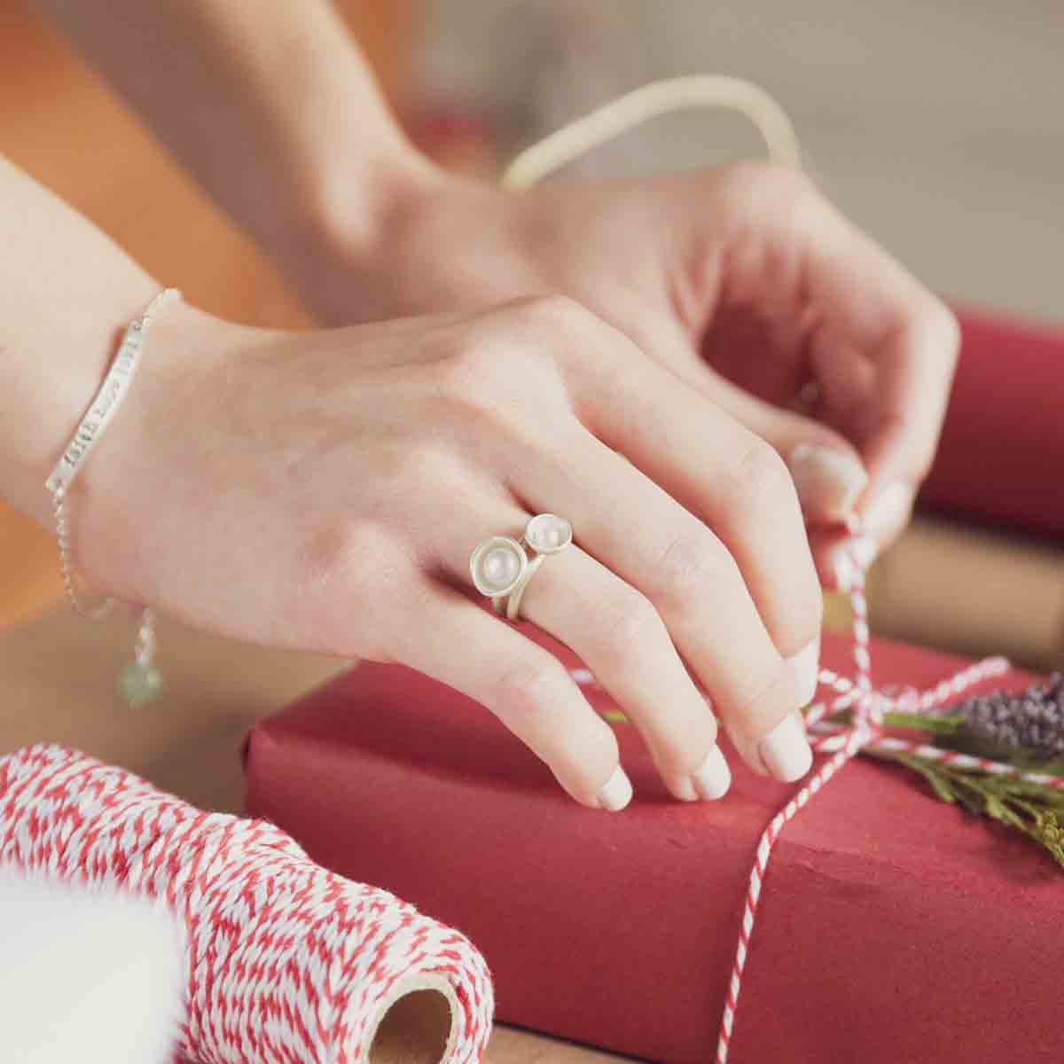 Nesting Freshwater Small Pearl Ring (Sterling Silver)