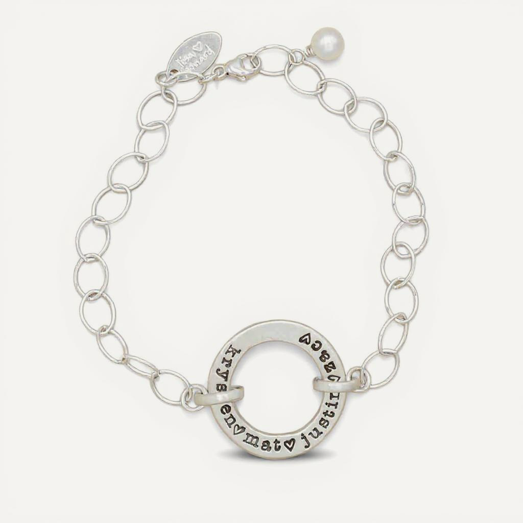 Open Circle Pearl Bracelet (Sterling Silver)