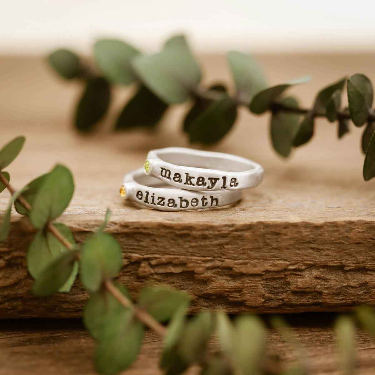 Personalized passage ring handcrafted in sterling silver with your choice of birthstone