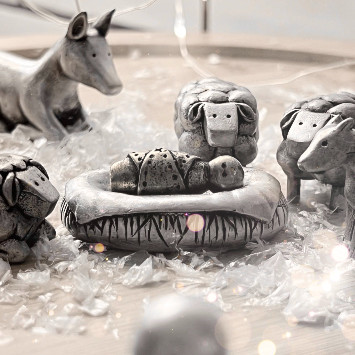 Baby Jesus in manger all pewter