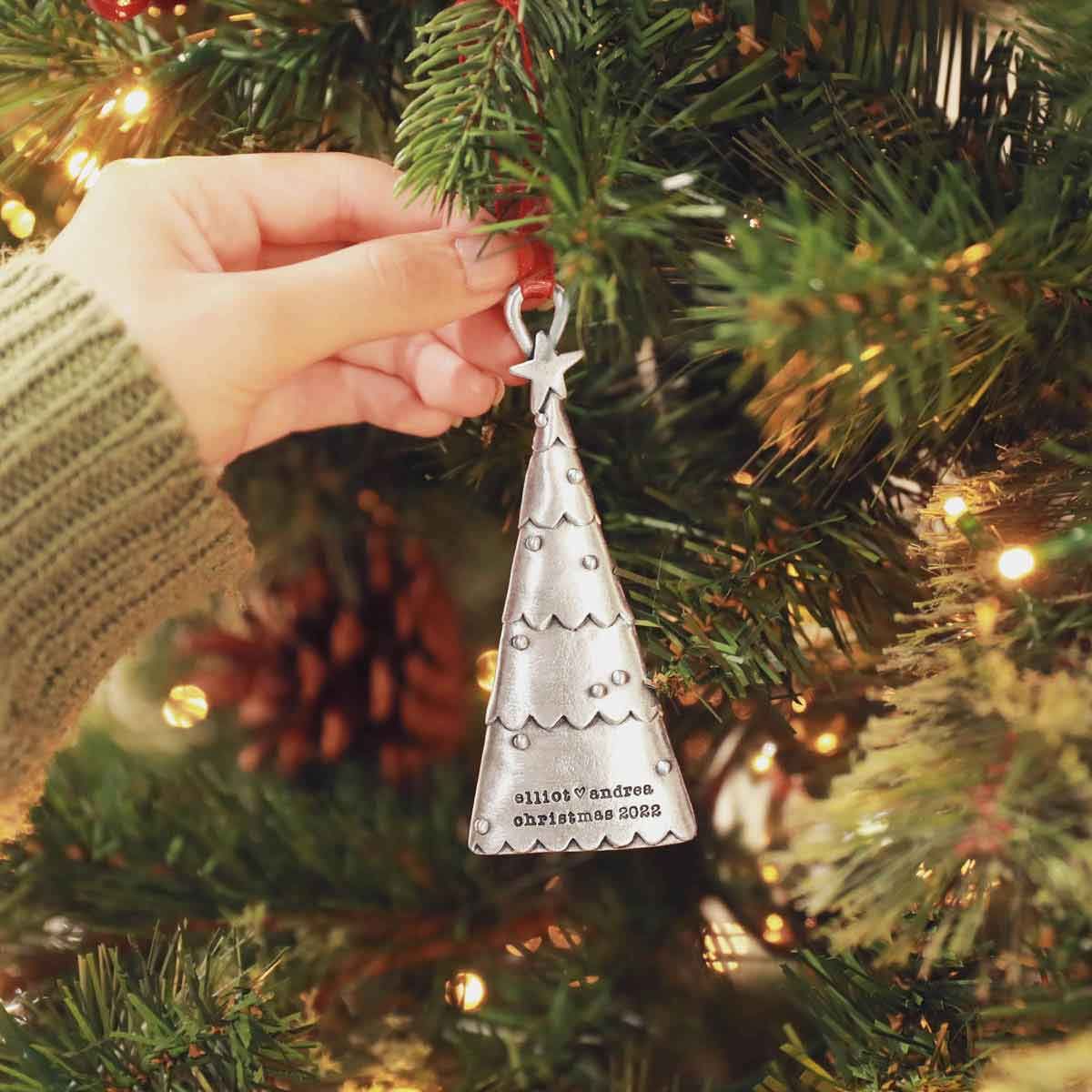 Scalloped Christmas Tree Ornament (Pewter)