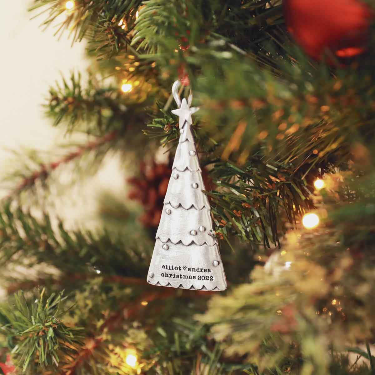 Scalloped Christmas Tree Ornament (Pewter)