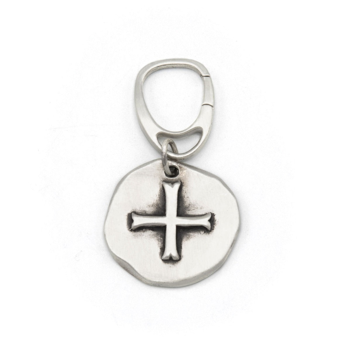 Roman Cross Coin Key Ring (Sterling Silver)