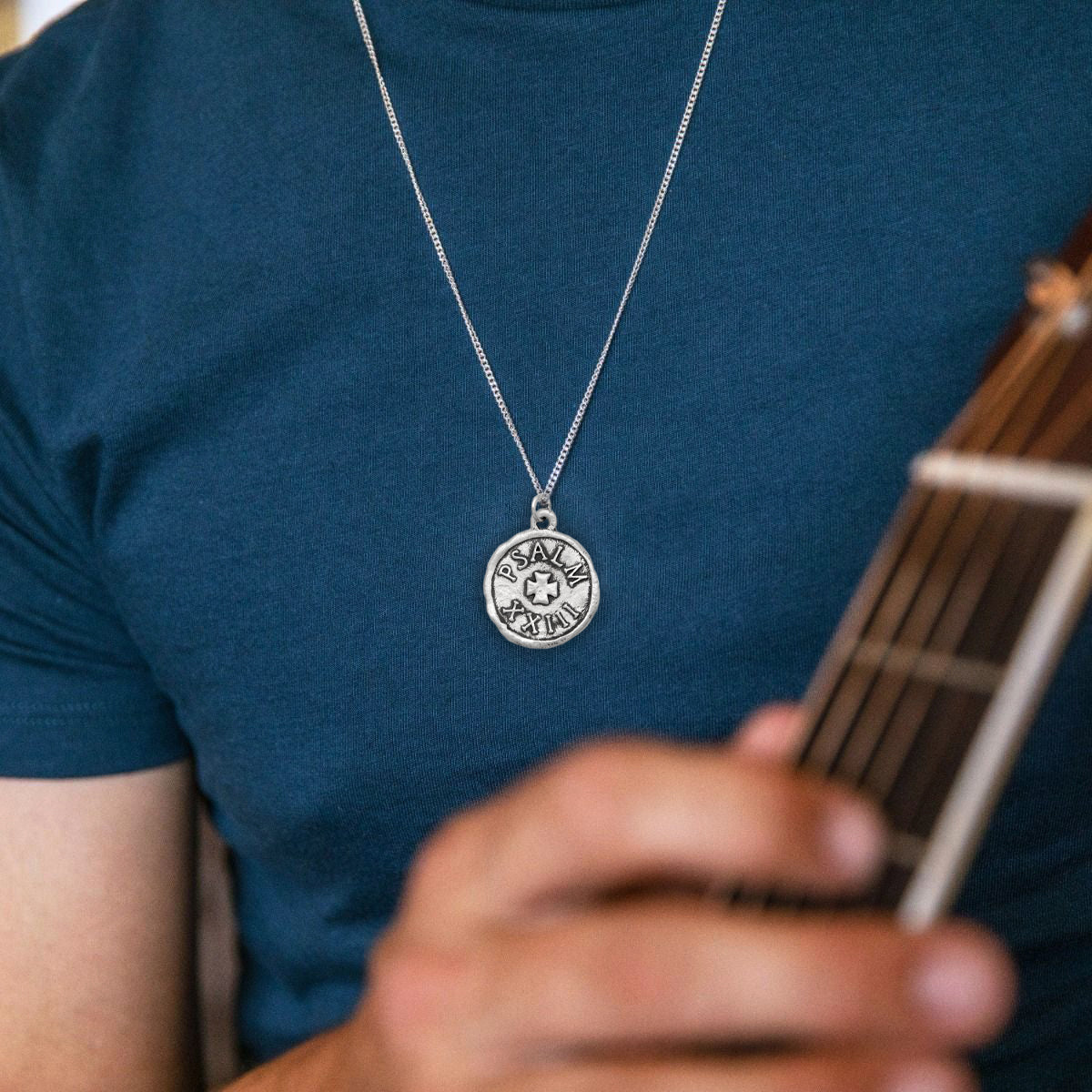 Psalm 23 Coin Necklace (Antiqued Sterling Silver)