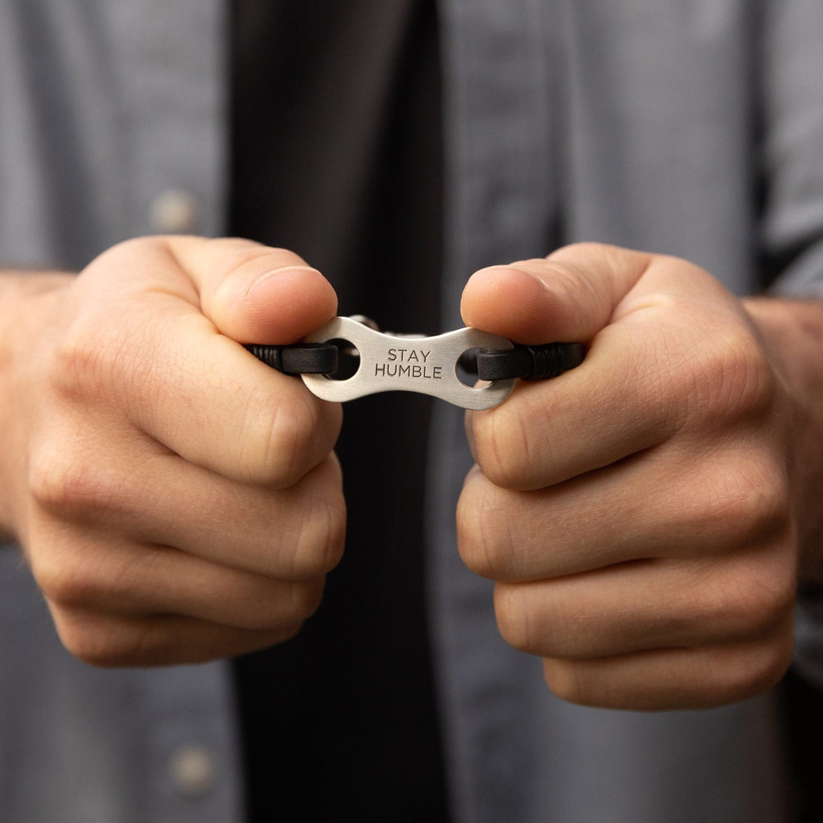 Linked Together Leather Bracelet (Black)