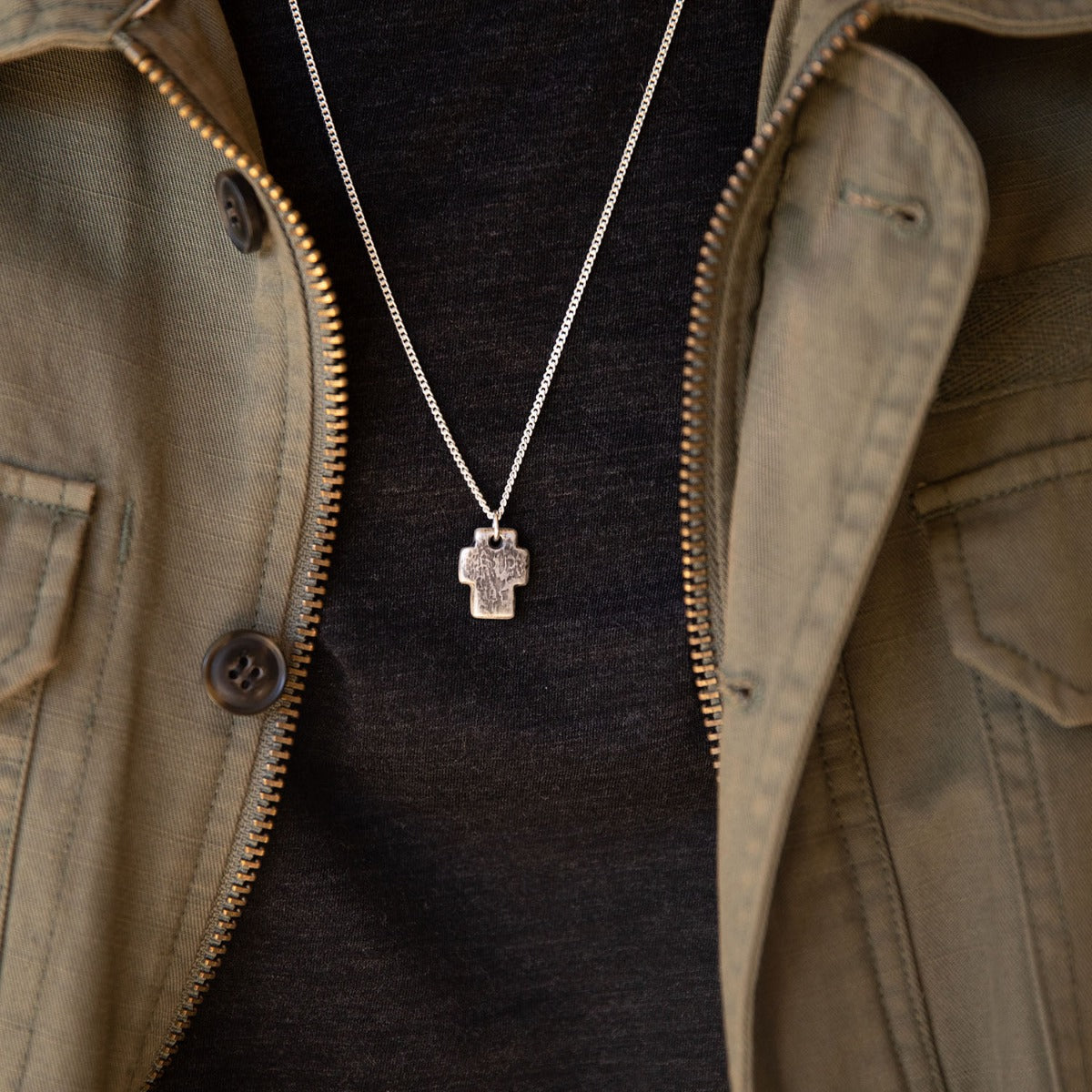 Endure Cross Necklace (Antiqued Sterling Silver)