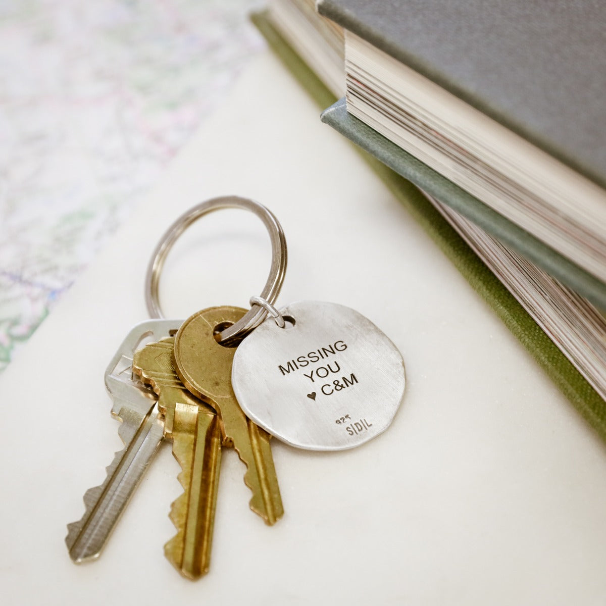 Roman Cross Coin Key Ring (Sterling Silver)
