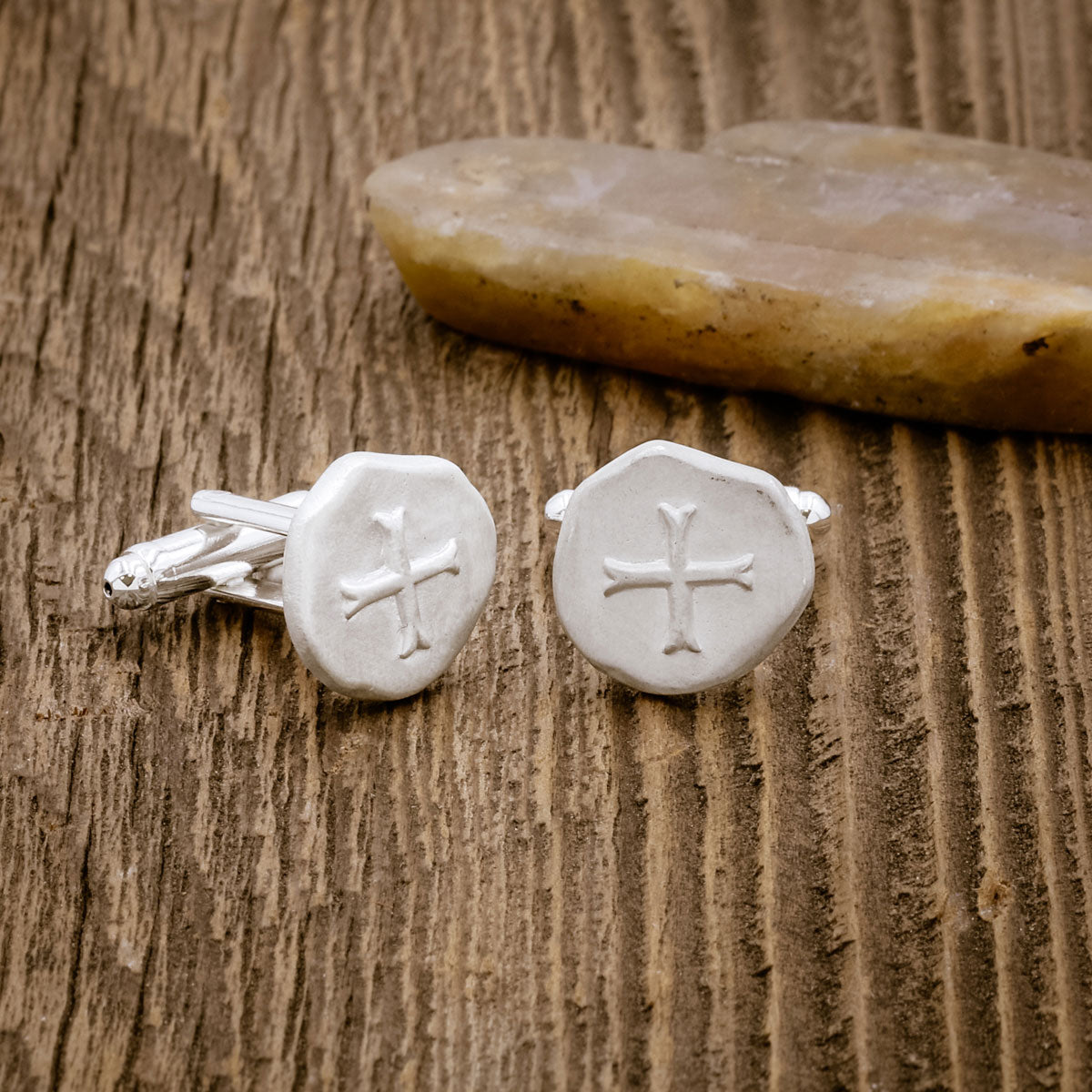 Roman Cross Cufflinks (Sterling Silver)