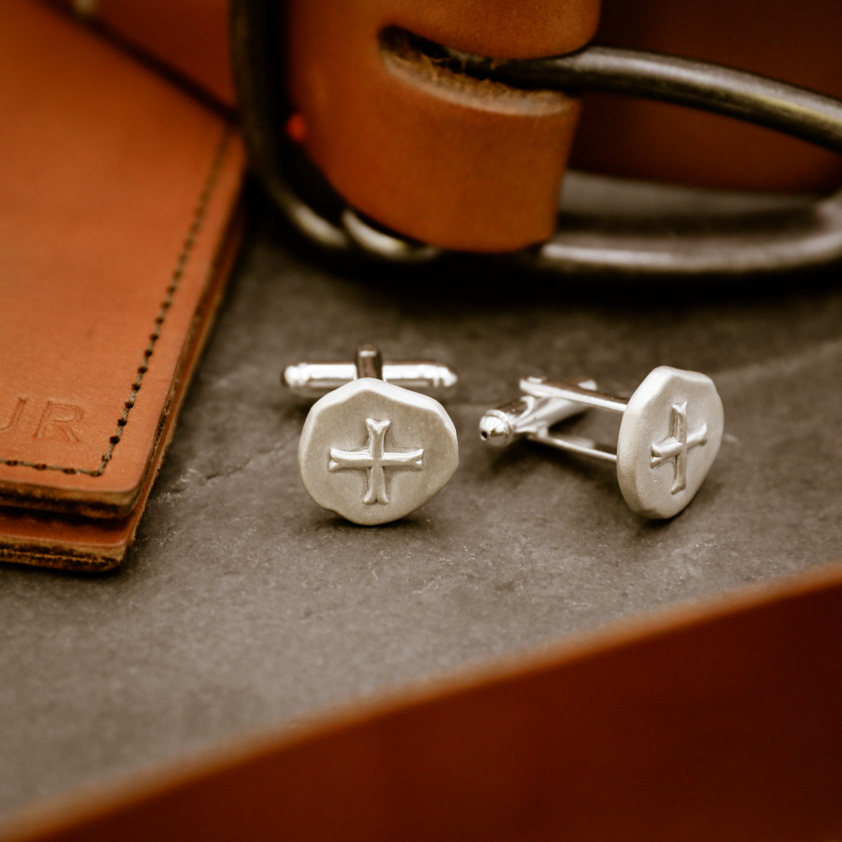Roman Cross Cufflinks (Sterling Silver)