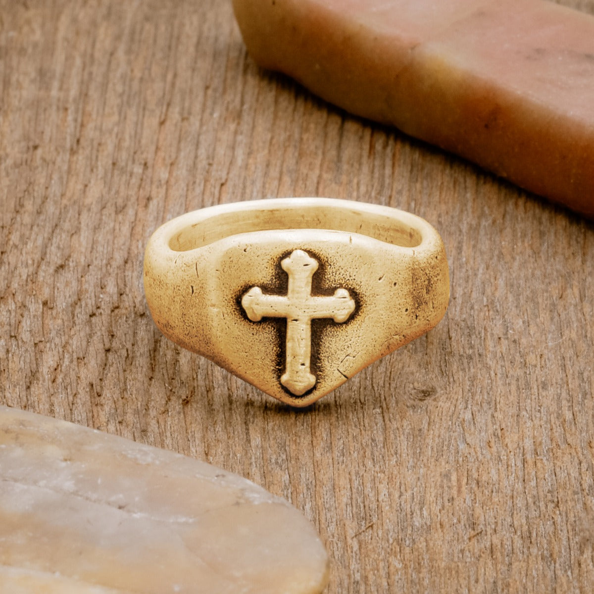 Faith Hope & Love Cross Signet Ring (9K Solid Gold)