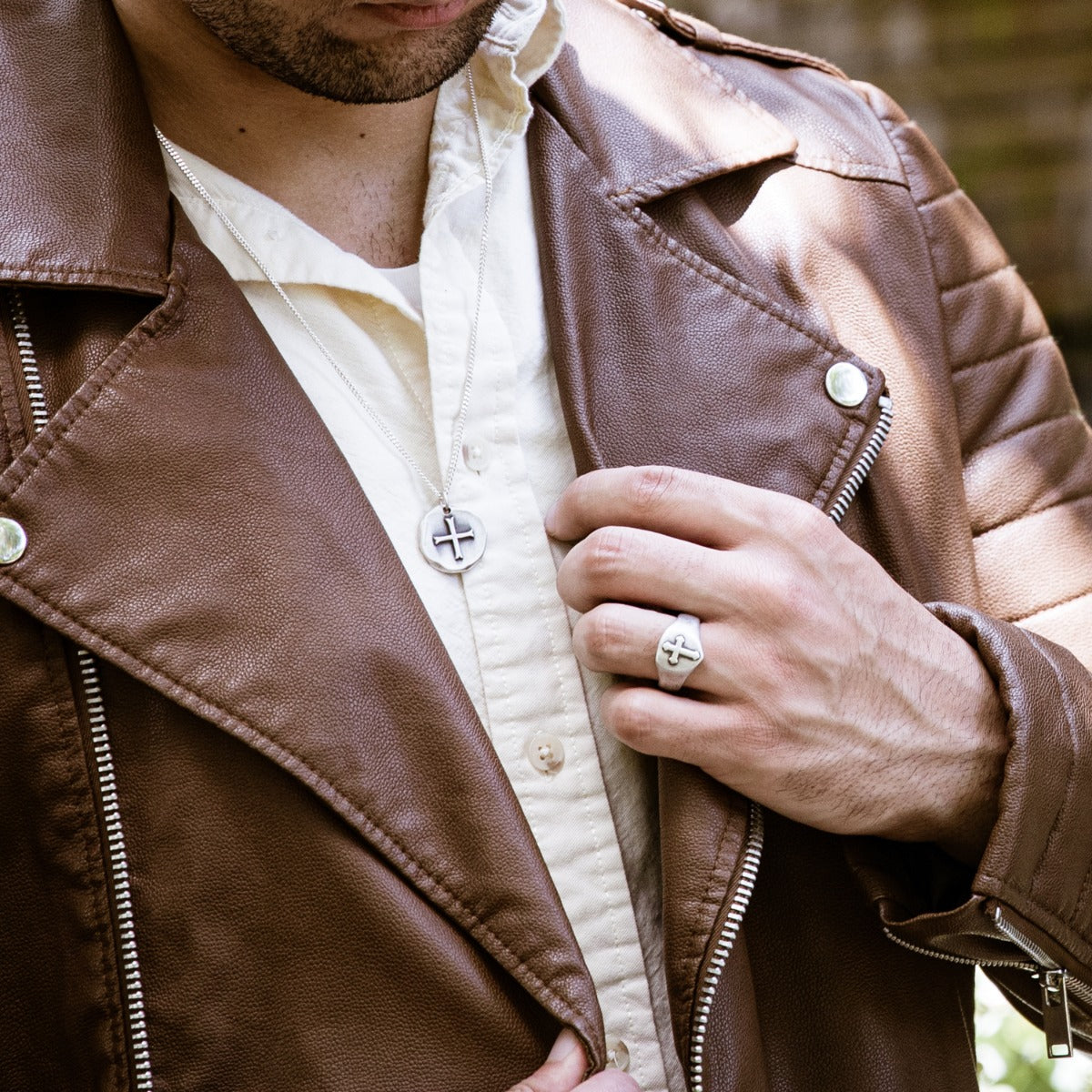 Faith Hope & Love Cross Signet Ring (Sterling Silver)