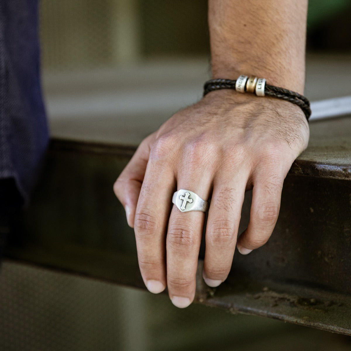 Faith Hope & Love Cross Signet Ring (Sterling Silver)