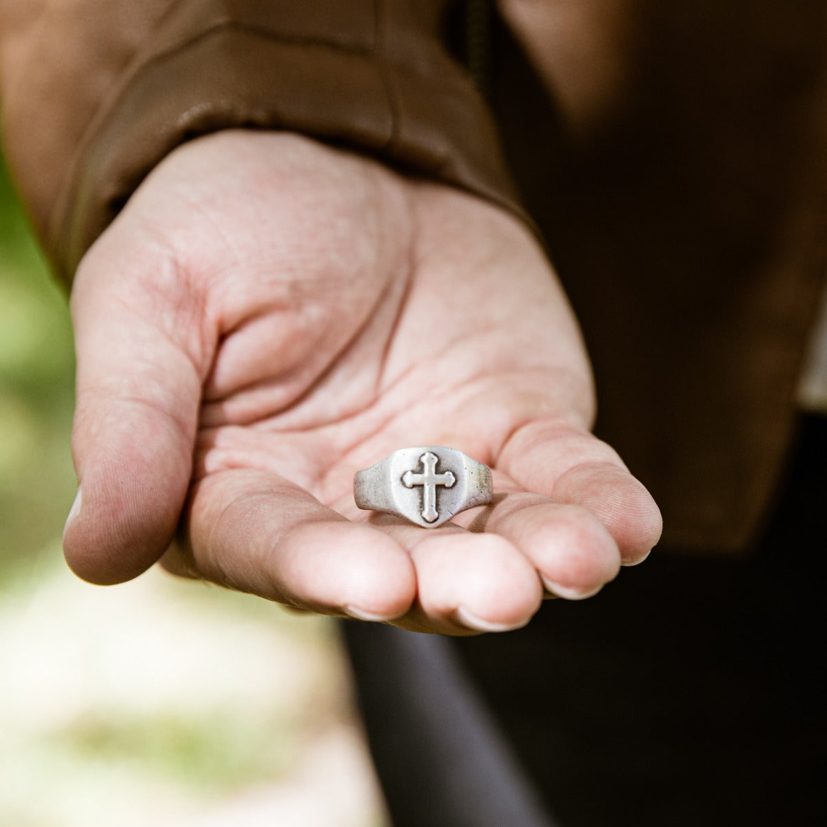 Faith Hope & Love Cross Signet Ring (Sterling Silver)