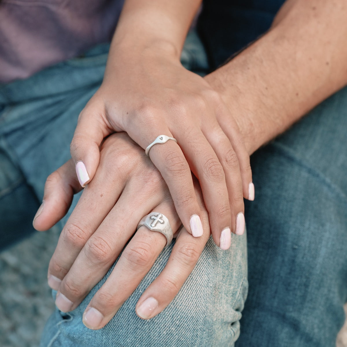 Faith Hope & Love Cross Signet Ring (Sterling Silver)