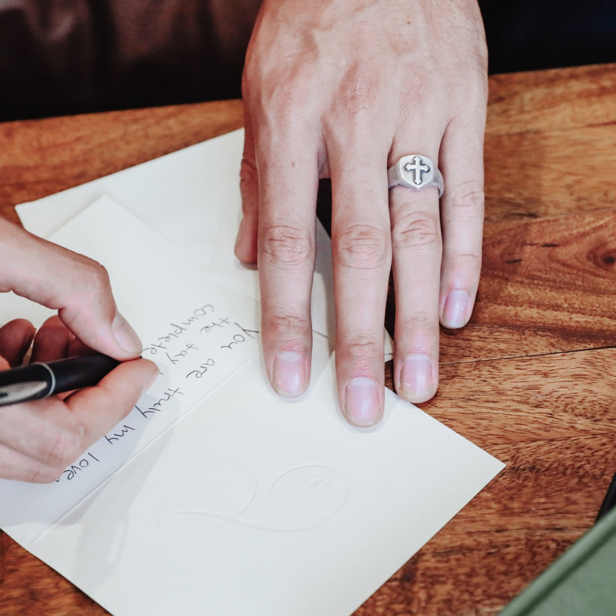Faith Hope & Love Cross Signet Ring (Sterling Silver)