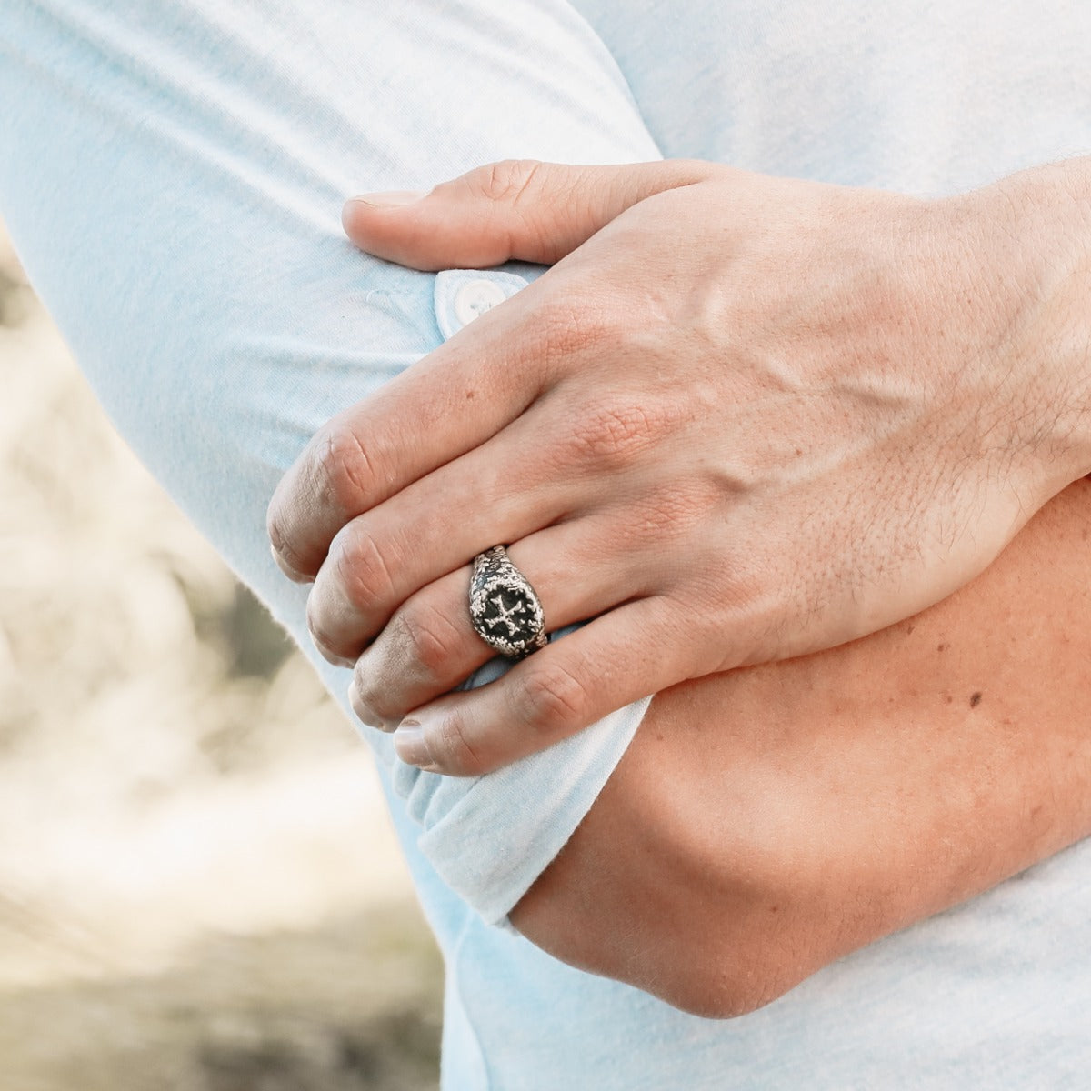 Ancient Cross Signet Ring (Antiqued Sterling Silver)