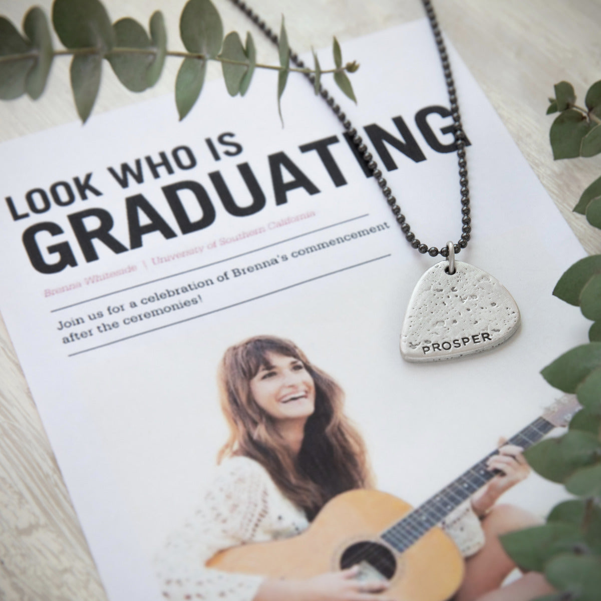 Gritty Music Pick Necklace (Antiqued Sterling Silver)