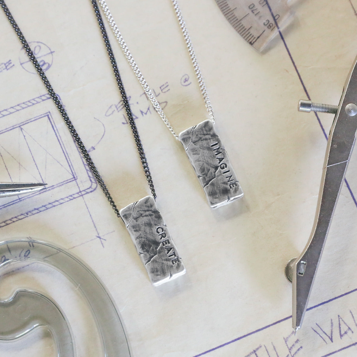 Word Of The Year Necklace - 1 Side (Antiqued Sterling Silver)