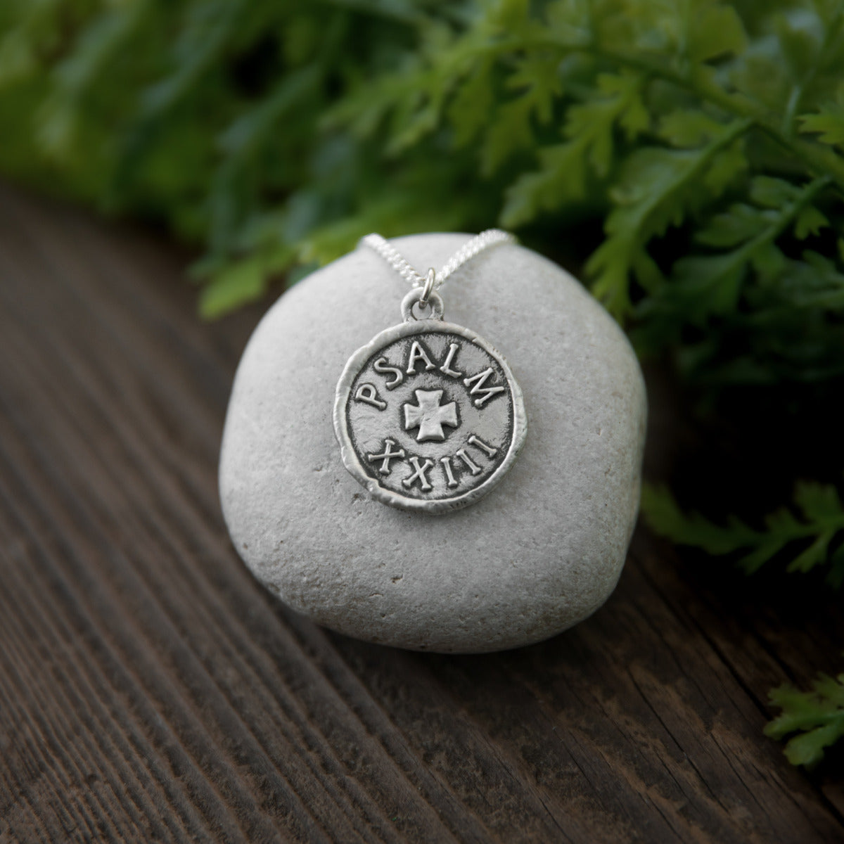 Psalm 23 Coin Necklace (Antiqued Sterling Silver)