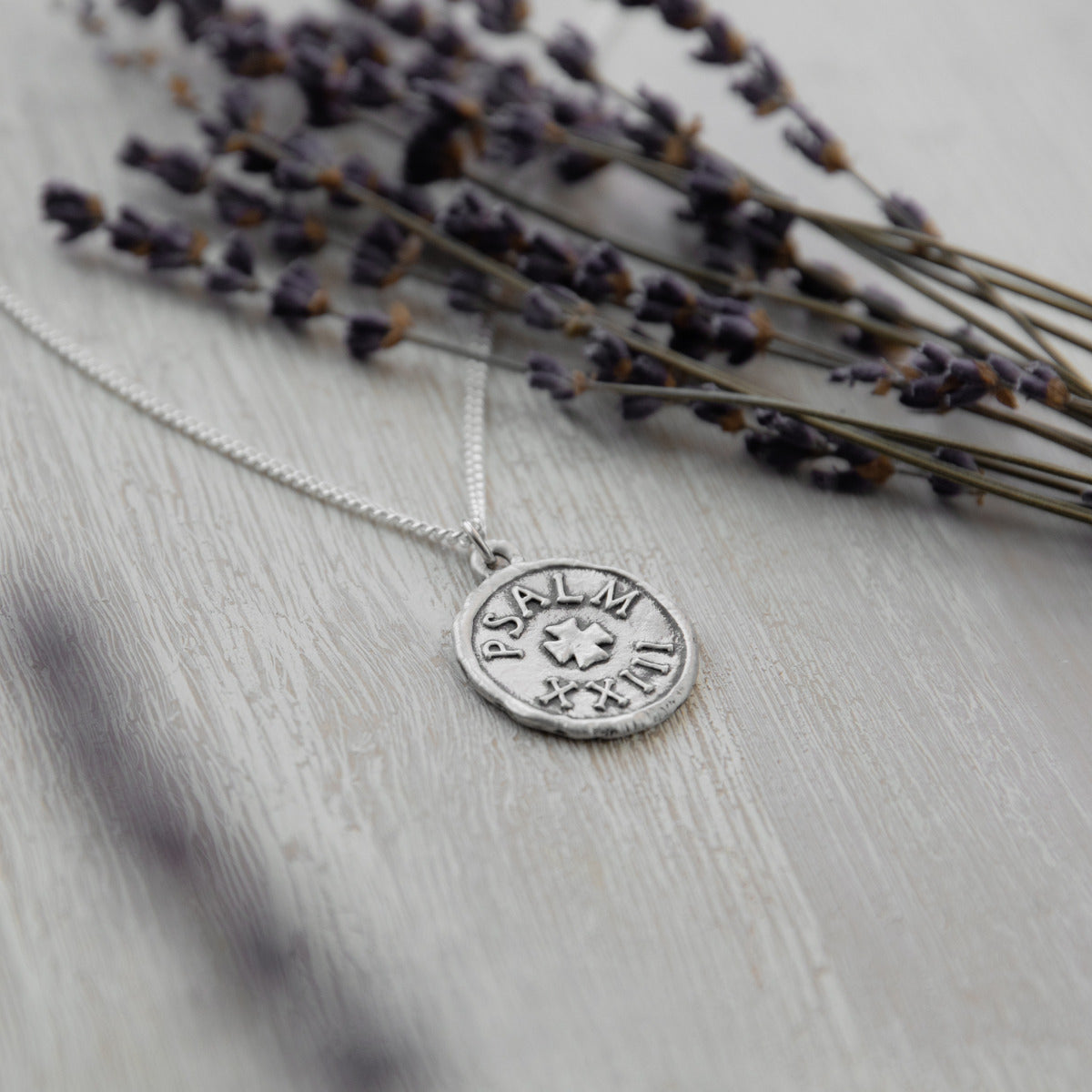 Psalm 23 Coin Necklace (Antiqued Sterling Silver)