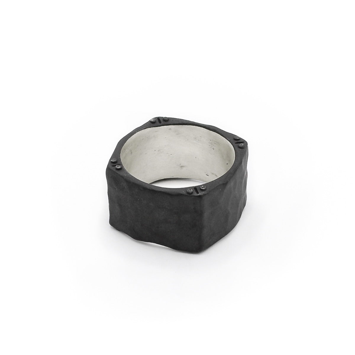 Strong + True Wide Ring (Black Sterling)