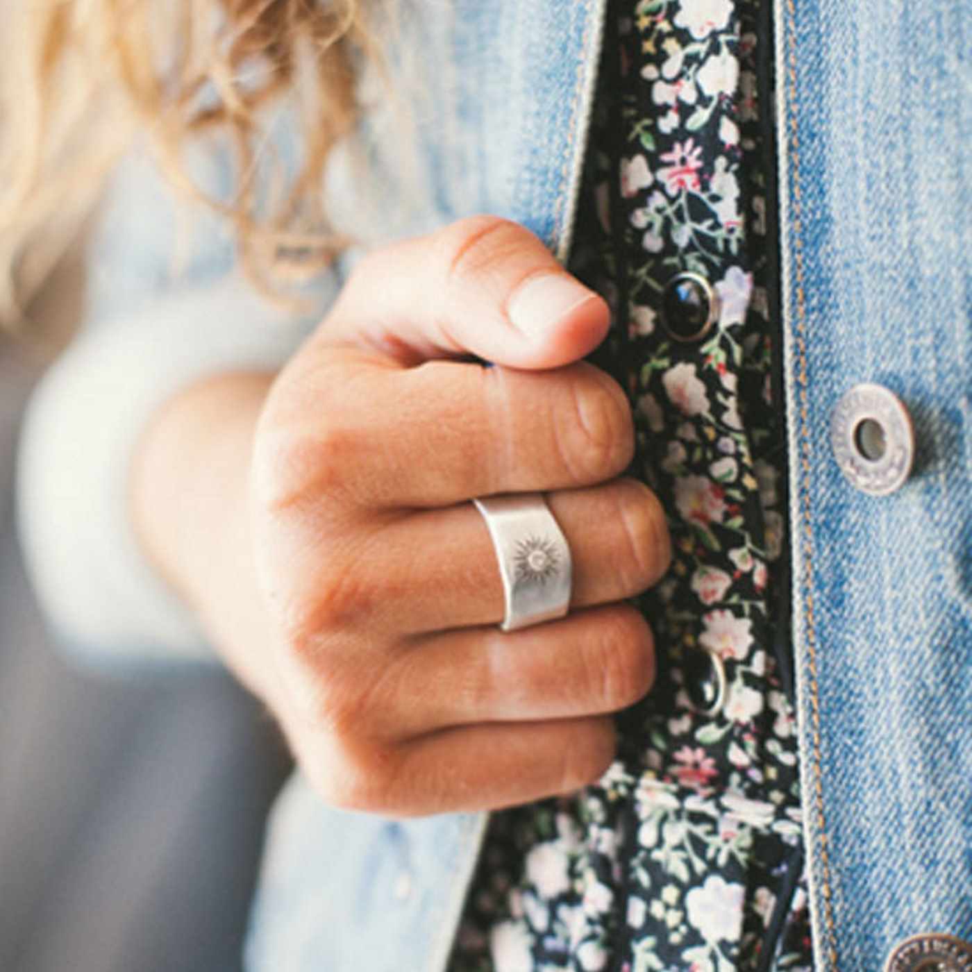 Sunburst Diamond Ring (Sterling Silver)