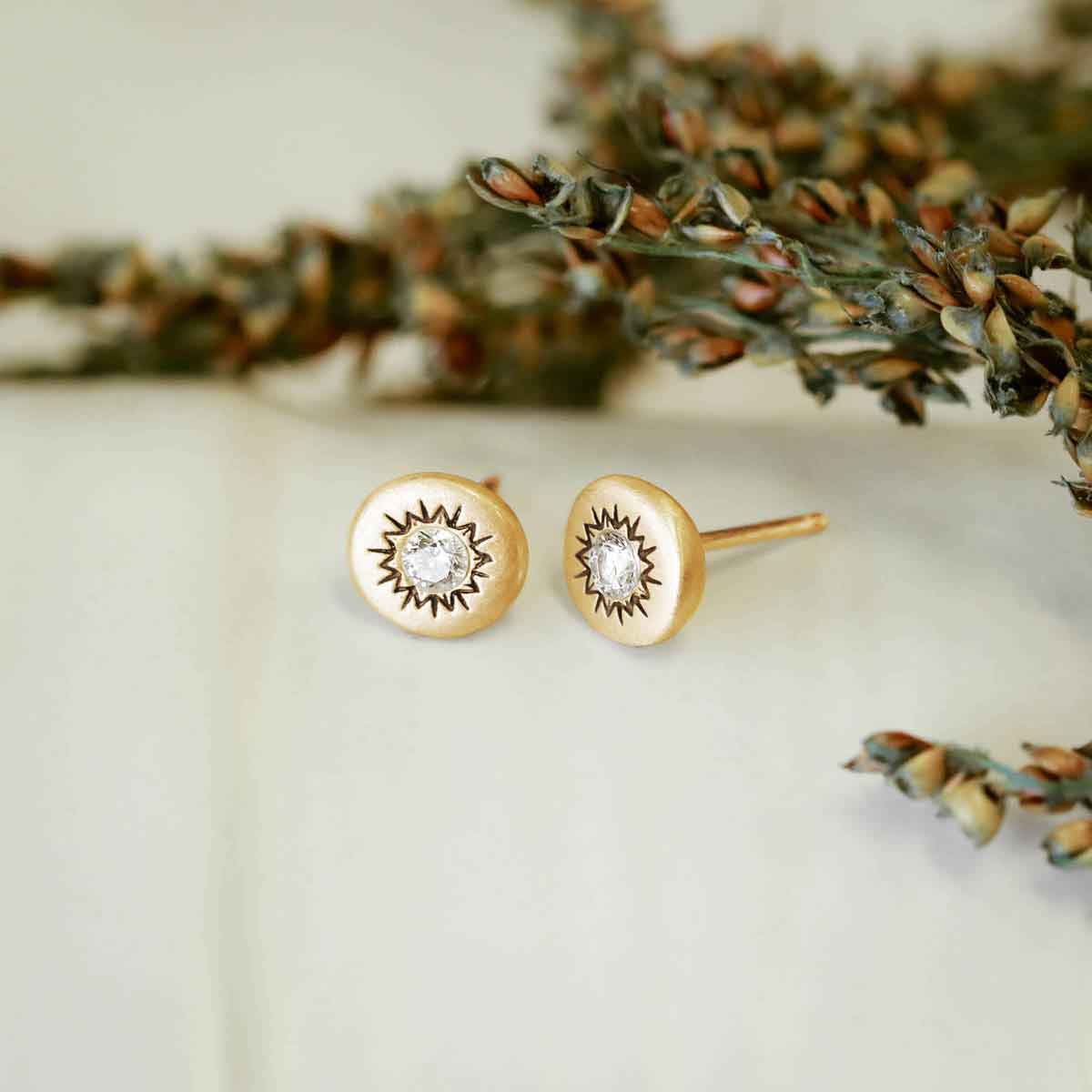 Sunburst Stud Earrings (Gold Vermeil)