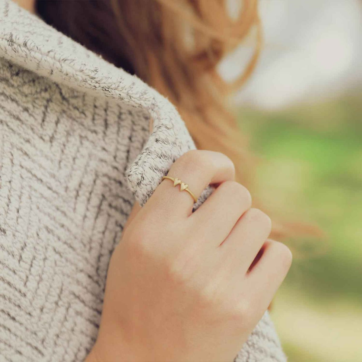 Sweet Love Ring - Two Hearts (9K Solid Gold)
