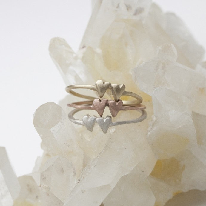 Sweet Love Ring - Two Hearts (9K Solid Gold)