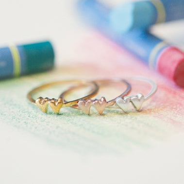 Sweet Love Ring - Two Hearts (9K Solid Gold)