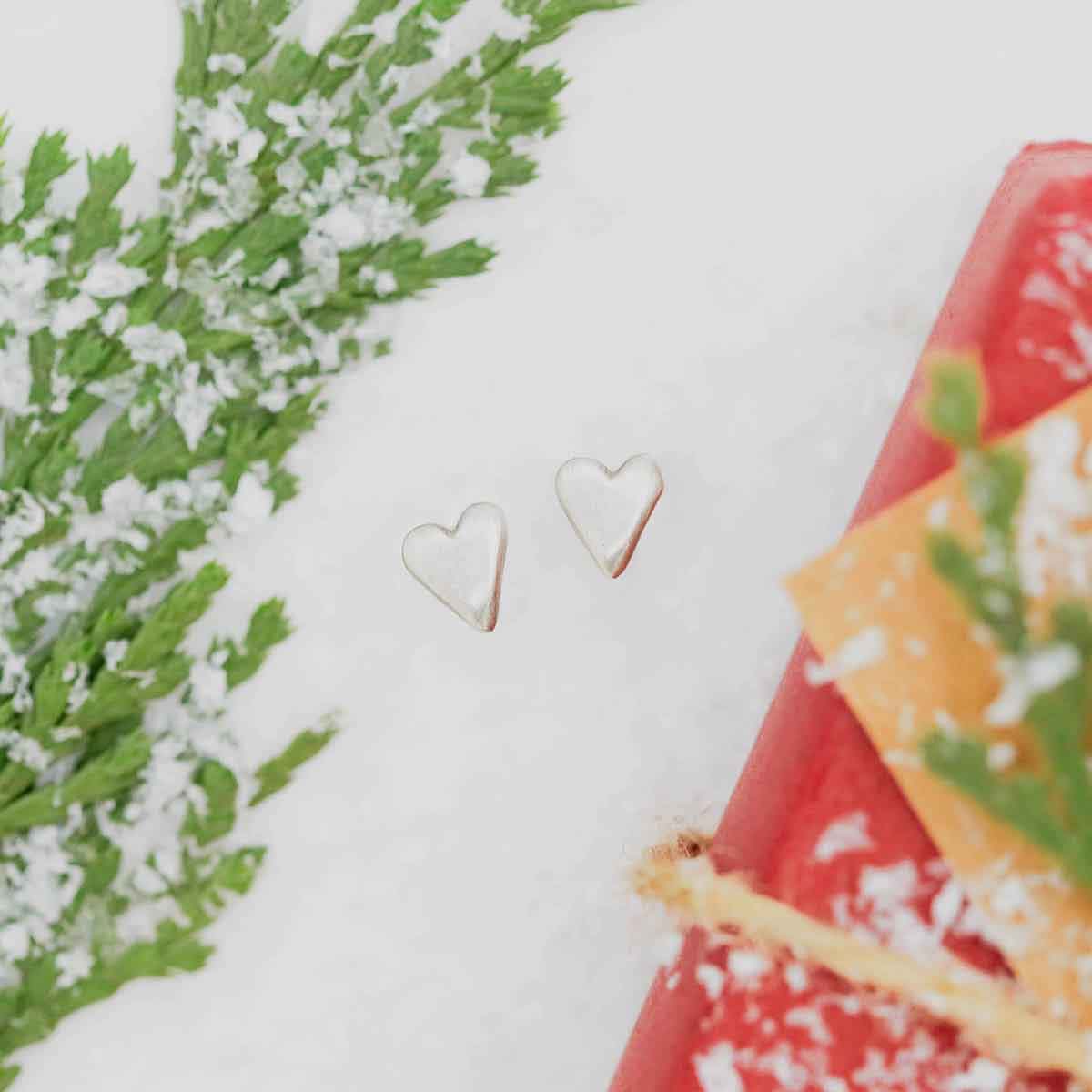 Tiny Heart Stud Earrings (Sterling Silver)