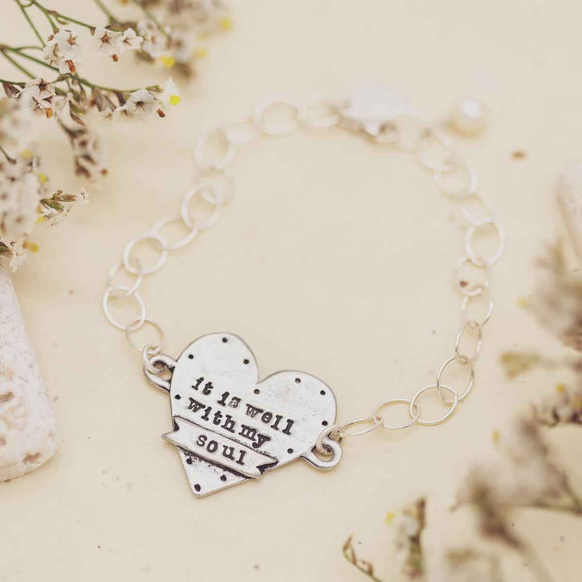 engraved well with my soul pewter bracelet