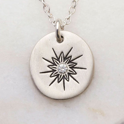 Sunburst Diamond Necklace (Sterling Silver)
