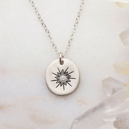 Sunburst Diamond Necklace (Sterling Silver)
