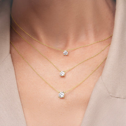 You are a Light Diamond Solitaire Pendant Necklace 1.0ct (14K Solid Gold)