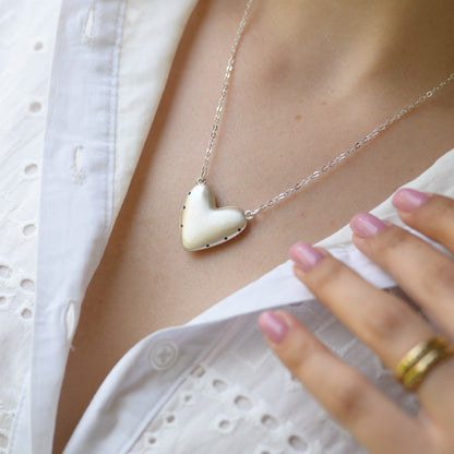 Inside My Heart Hidden Message Necklace-scalloped {Sterling Silver}