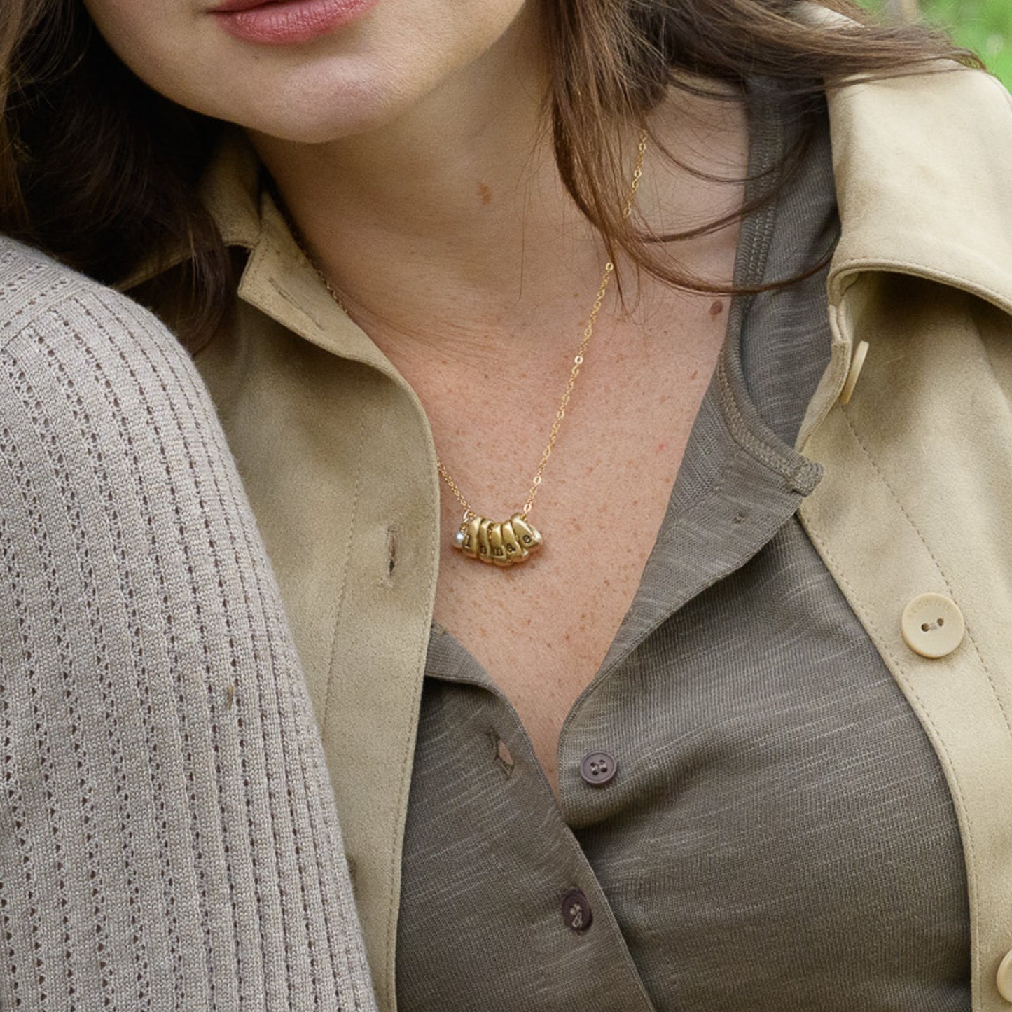 Itty Bitty Initial Ring Charms Necklace  {Gold Plated}