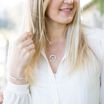 Open Circle Pearl Necklace (Sterling Silver)