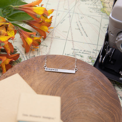 Personalized Cross Bar Necklace (Sterling Silver)