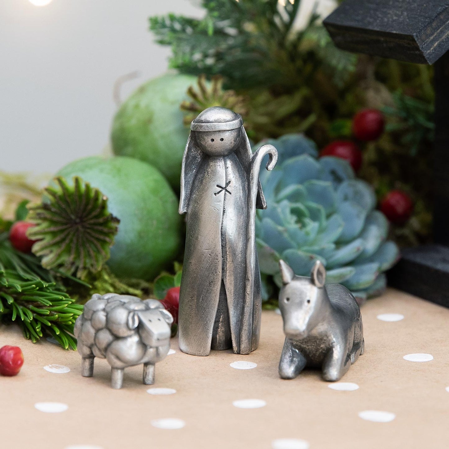 Shepherd Nativity Figurine Set (pewter)