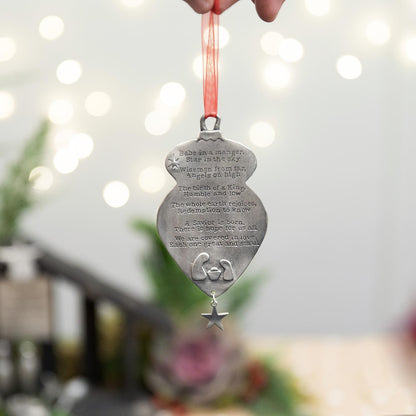 Babe in a Manger Ornament (Pewter)