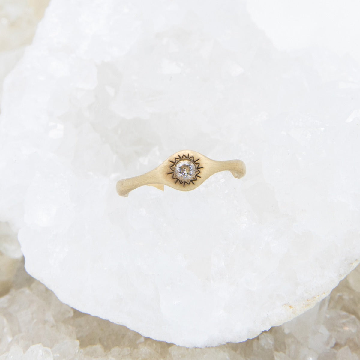 Sunburst Stacking Ring {14K Solid Gold}