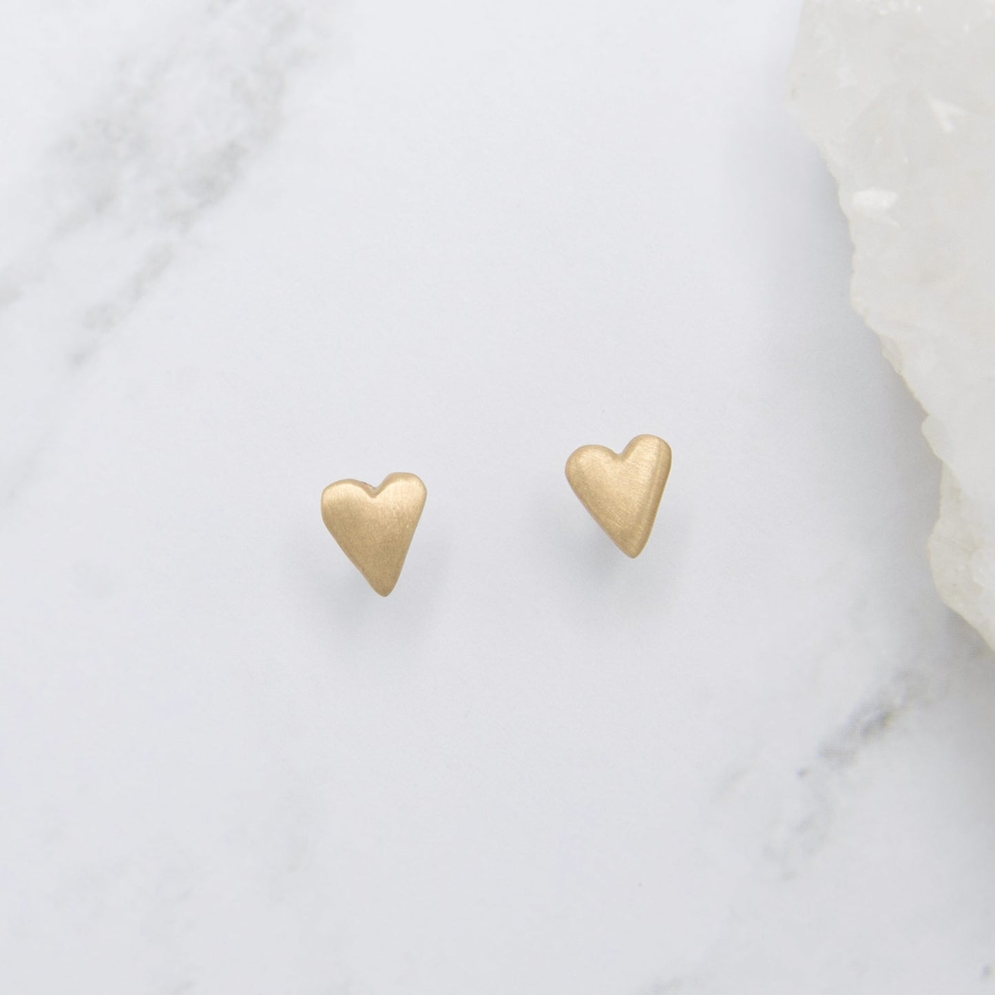 Tiny Heart Stud Earrings {14K Solid Gold}