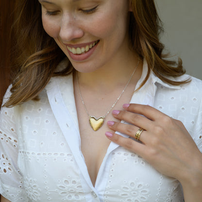 Inside My Heart Hidden Message Necklace-floral (Sterling Silver & Gold Plated)