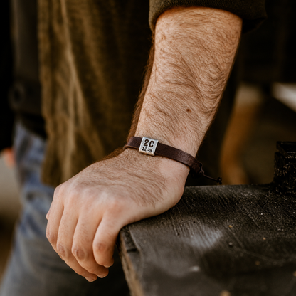 Equitable Leather Verse Bracelet (Brown, Pewter)